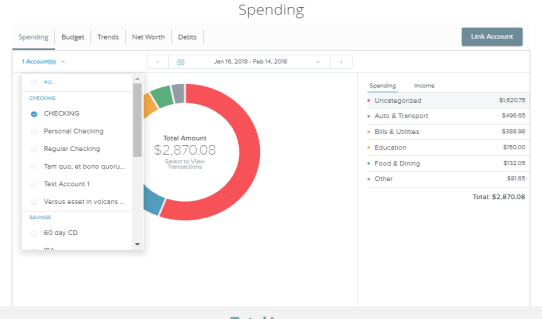Filter in spending widget